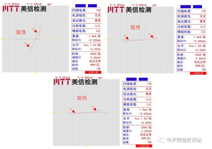 失效三极管、正常三极管引脚间半导体特性