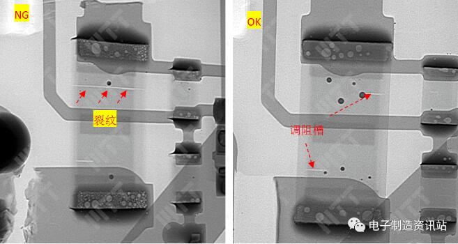 失效电阻及正常电阻x-ray观察照片