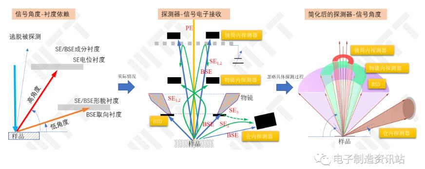 探测器-信号电子-角度-图像衬度的关系