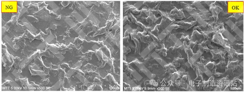 ng件、ok件非镭雕位置sem观察典型图片